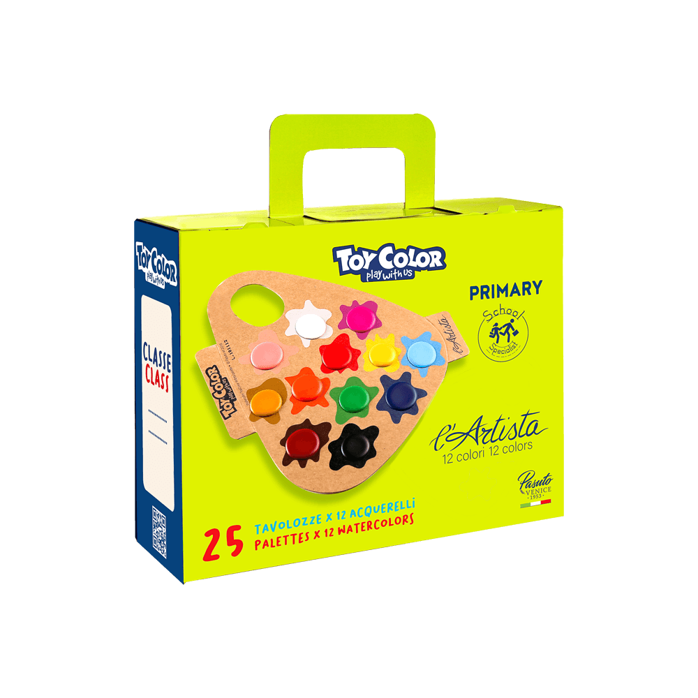 TOY COLOR ΝΕΡΟΧΡΩΜΑΤΑ ΣΧΟΛΙΚΟ ΧΑΡΤΙΝΟ ΒΑΛΙΤΣΑΚΙ 12 ΧΡΩΜΑΤΑ 25 ΤΕΜΑΧΙΑ PRIMARY ΑΣΣΟΡΤΙ