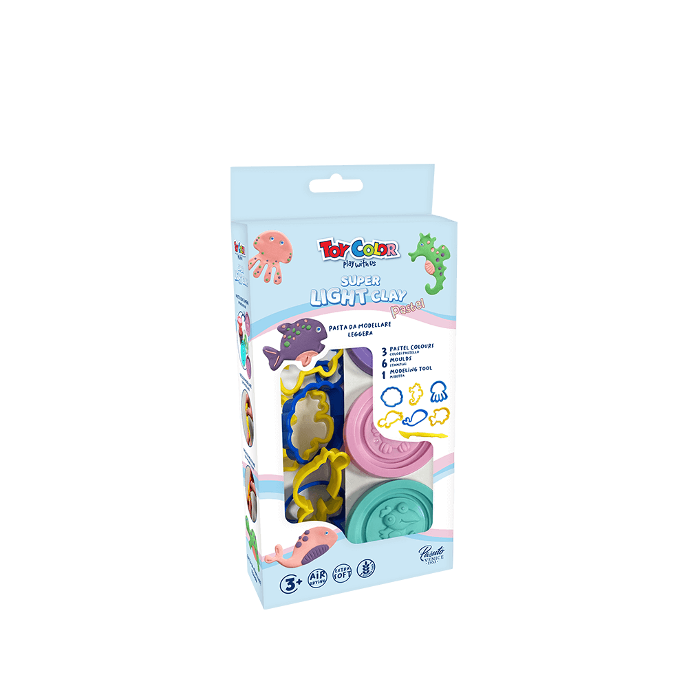 TOY COLOR ΠΛΑΣΤΟΖΥΜΑΡΑΚΙ 3+ 3 ΧΡΩΜΑΤΑ ΠΑΣΤΕΛ 20gr & 7 ΕΡΓΑΛΕΙΑ
