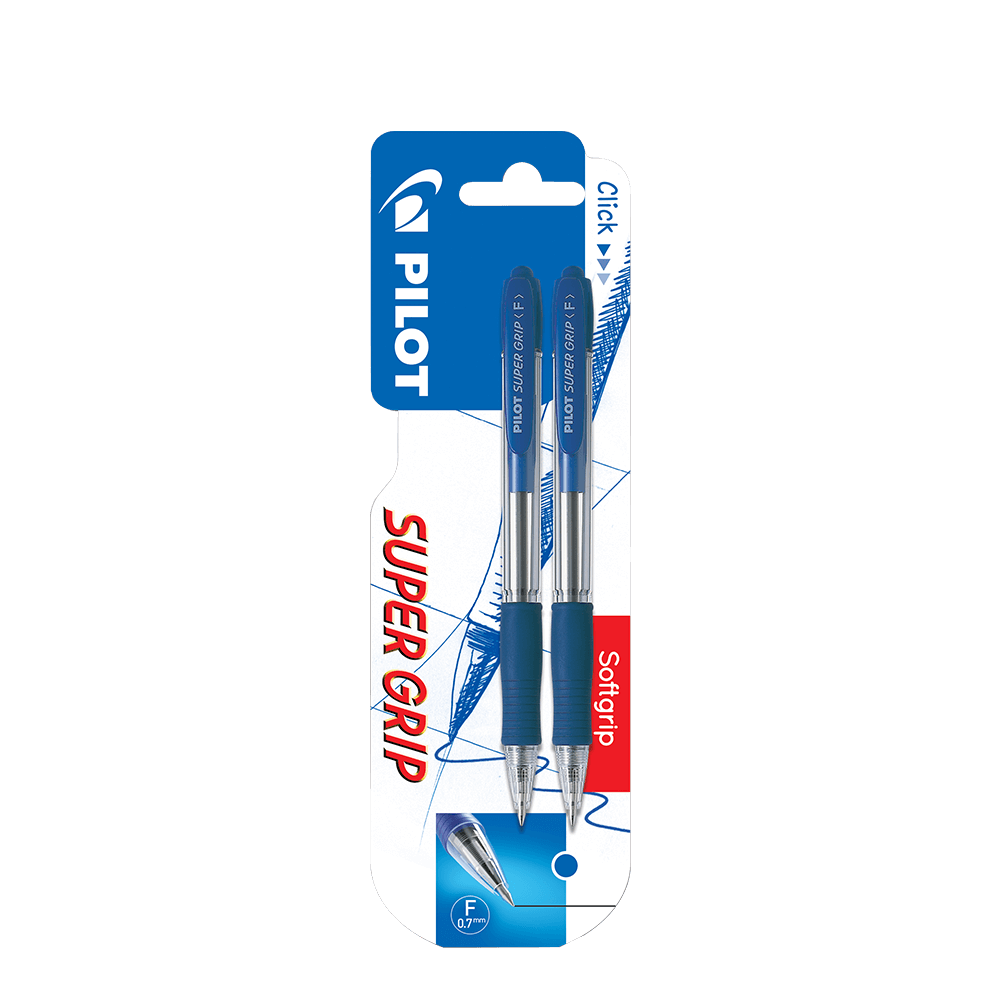 PILOT ΣΤΥΛΟ SUPER GRIP 0.7mm FINE BLISTER 2Τ B2/0646396 ΜΠΛΕ