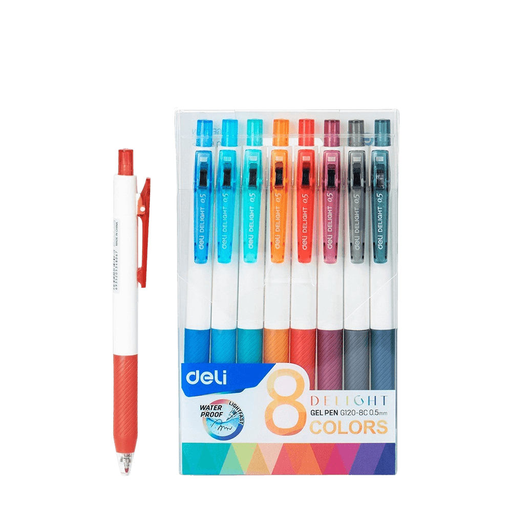 DELI ΣΤΥΛΟ GEL ΚΟΥΜΠΙ ΛΑΒΗ GRIP 0.5 ΣΕΤ 8Τ DELIGHT ΑΣΣΟΡΤΙ