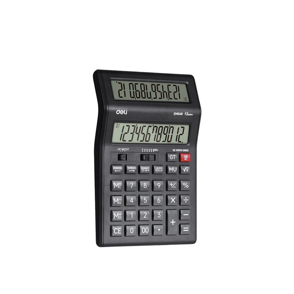 DELI ΑΡΙΘΜΟΜΗΧΑΝΗ 12 ΨΗΦΙΩΝ ΔΙΠΛΗ ΟΘΟΝΗ 20.2x13.5x2.85cm ΜΑΥΡΗ