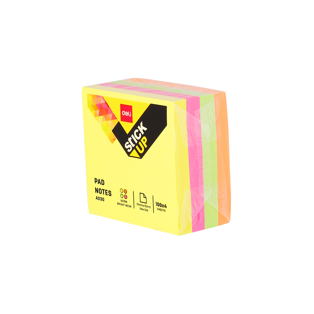 DELI ΚΥΒΟΣ ΑΥΤΟΚΟΛΛΗΤΟΣ 76x76mm 4x100 ΦΥΛΛΑ STICK UP ΝΕΟΝ ΑΣΣΟΡΤΙ