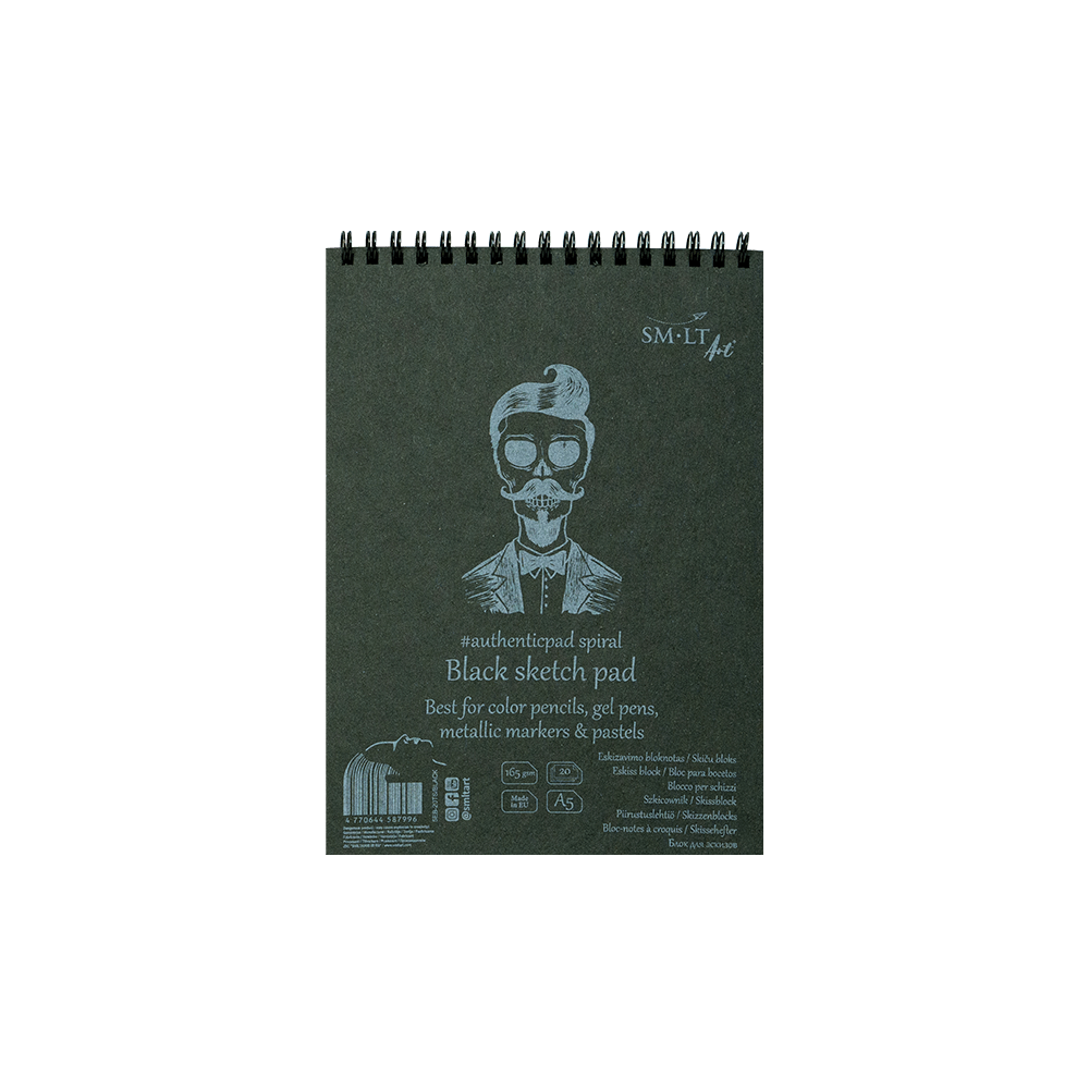SMLT ART ΜΠΛΟΚ ΣΧΕΔΙΟΥ ΣΠΙΡΑΛ 20 ΦΥΛΛΑ Α5 165gsm ΜΑΥΡΟ