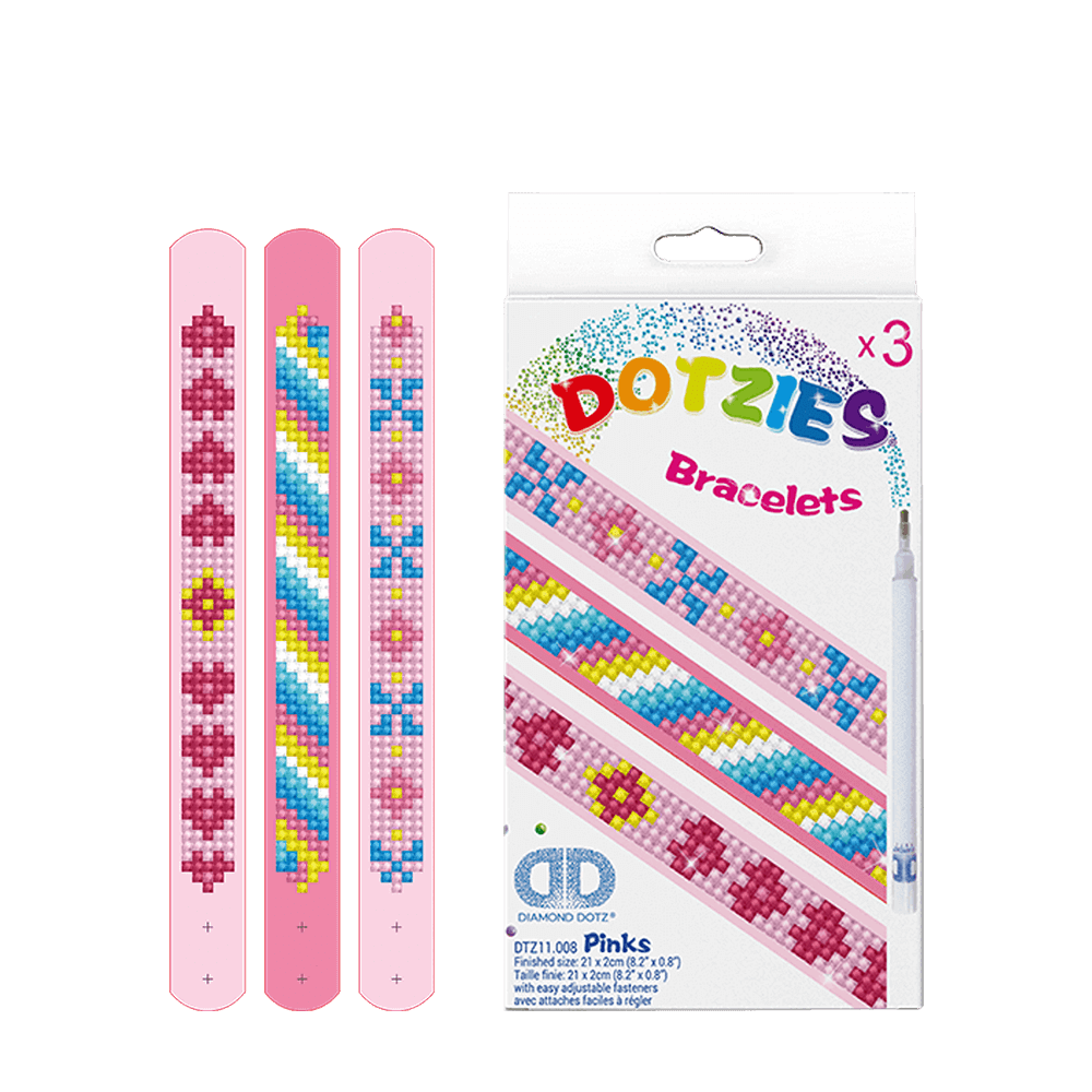 DIAMOND DOTZ ΚΑΤΑΣΚΕΥΗ ΨΗΦΙΔΩΤΟ ΒΡΑΧΙΟΛΙ BLISTER 3Τ 21x2cm DOTZIES ΡΟΖ