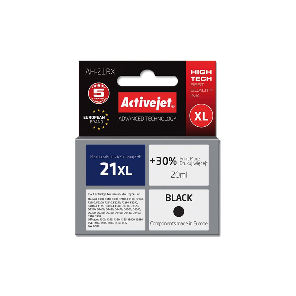 ACTIVE JET INK ΣΥΜΒΑΤΟ ΜΕ HP AH-21RX #21XL BLACK 20ml (Α) #C9351CE