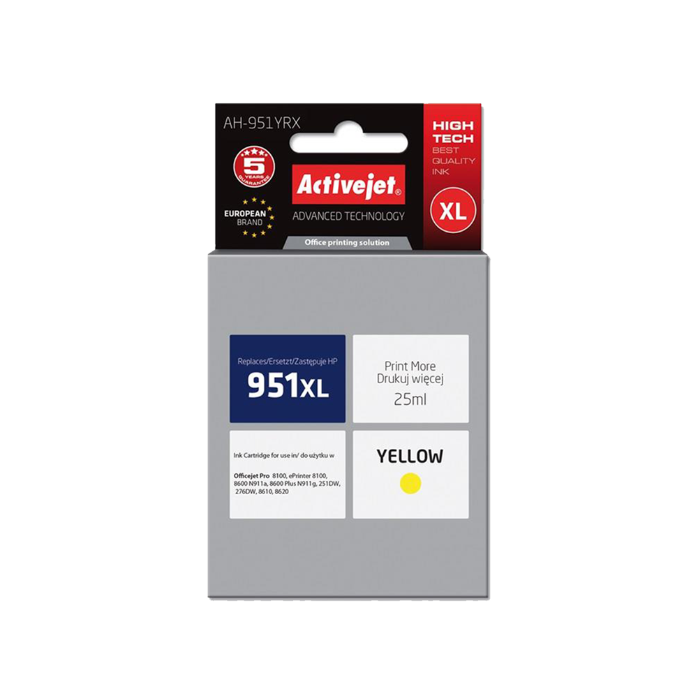 ACTIVE JET INK ΣΥΜΒΑΤΟ ΜΕ HP AH-951YRX #951XL YELLOW 25ml (Α) #CN048AE