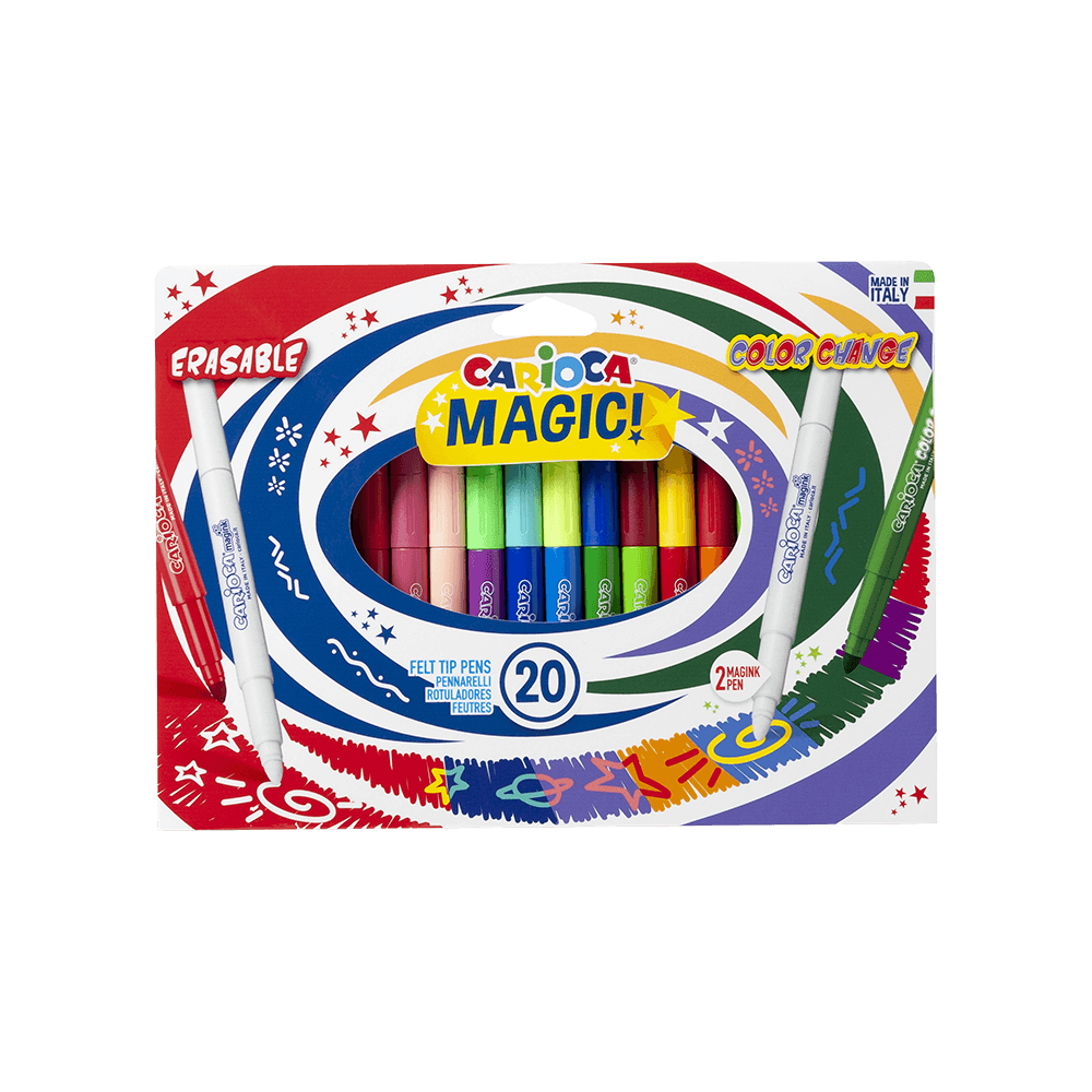 CARIOCA ΜΑΡΚΑΔΟΡΟΙ ΠΟΥ ΣΒΗΝΟΥΝ 9+9+2 ΧΡΩΜΑΤΑ Φ6mm JUMBO MAGIC 20 ΤΕΜΑΧΙΑ