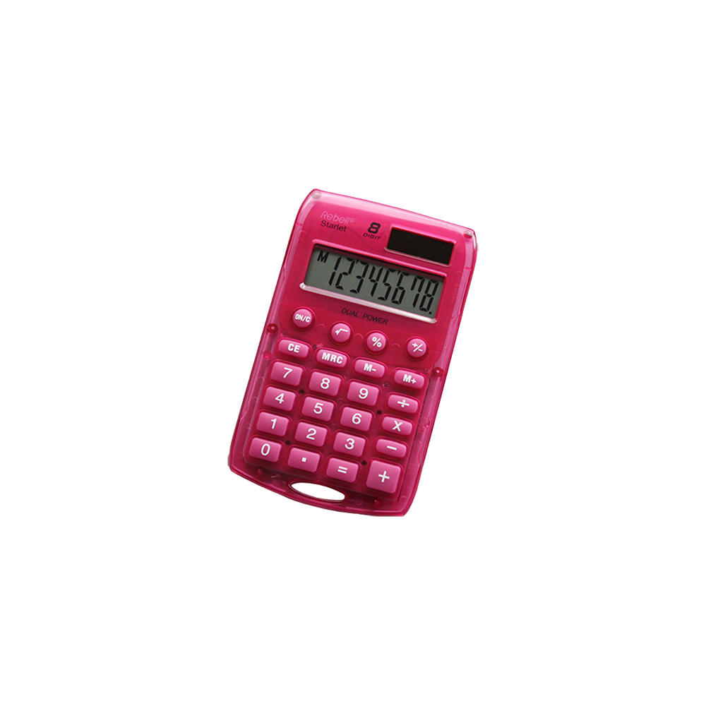 REBELL ΑΡΙΘΜΟΜΗΧΑΝΗ 8 ΨΗΦΙΩΝ 11x7x1cm RE-STARLETP BX ΡΟΖ