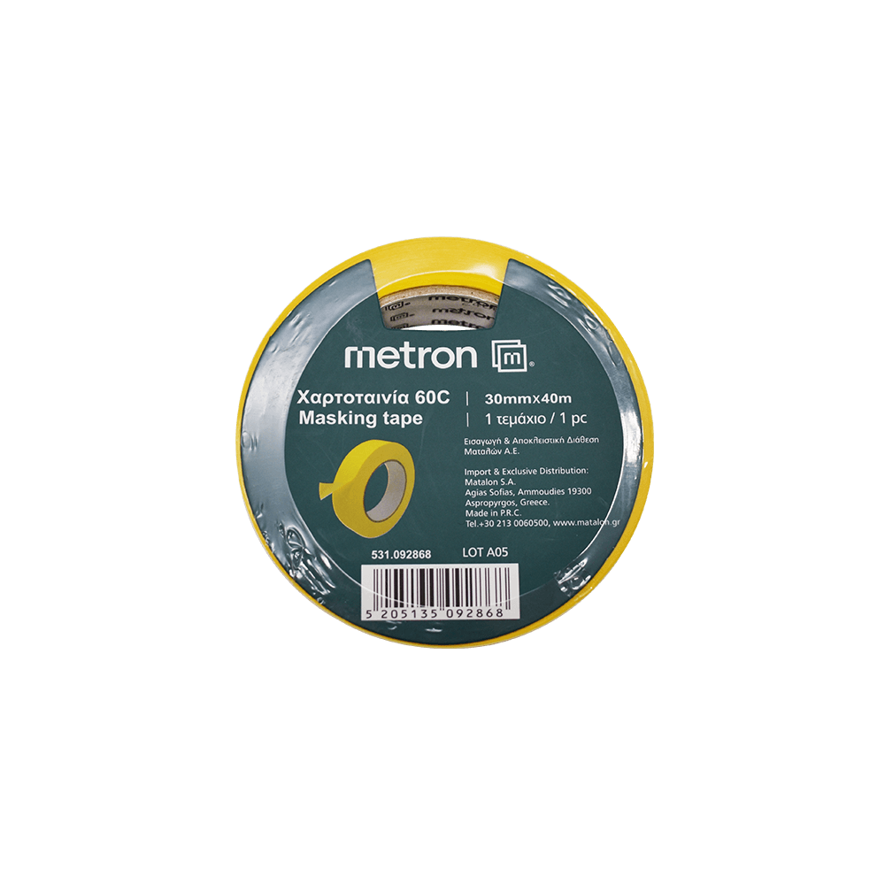 METRON ΧΑΡΤΟΤΑΙΝΙΑ 60C 30mmx40m ΚΙΤΡΙΝΗ 8 ΤΕΜΑΧΙΑ