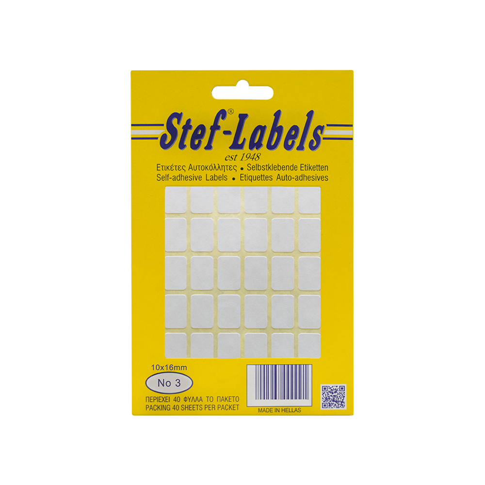 STEF ΕΤΙΚΕΤΕΣ ΑΥΤΟΚΟΛΛΗΤΕΣ 10x16mm 64/ΦΥΛΛΟ ΛΕΥΚΕΣ 40 ΦΥΛΑ