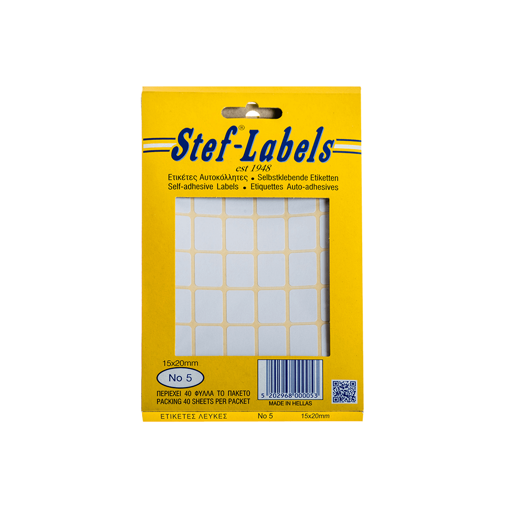 STEF ΕΤΙΚΕΤΕΣ ΑΥΤΟΚΟΛΛΗΤΕΣ 15x20mm 42/ΦΥΛΛΟ ΛΕΥΚΕΣ 40 ΦΥΛΛΑ