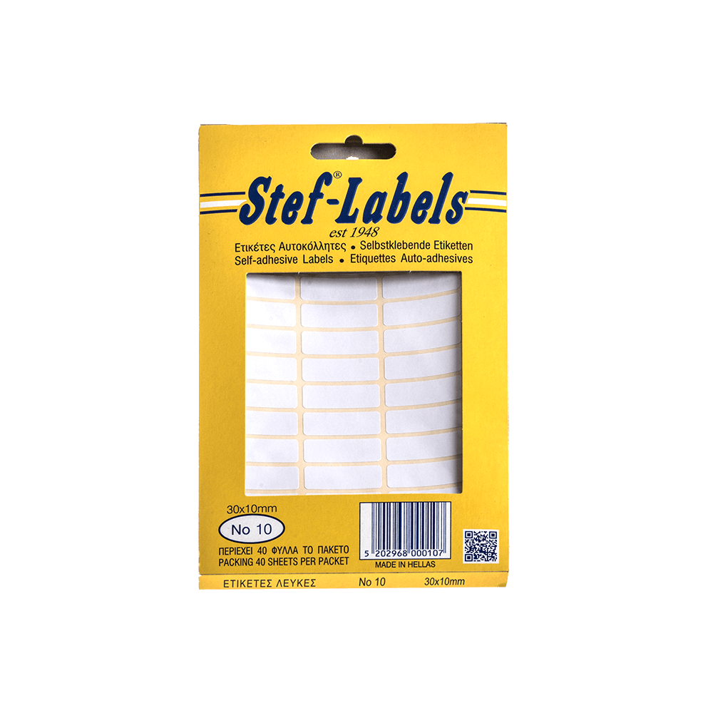 STEF ΕΤΙΚΕΤΕΣ ΑΥΤΟΚΟΛΛΗΤΕΣ 30x10mm 39/ΦΥΛΛΟ ΛΕΥΚΕΣ 40 ΦΥΛΛΑ