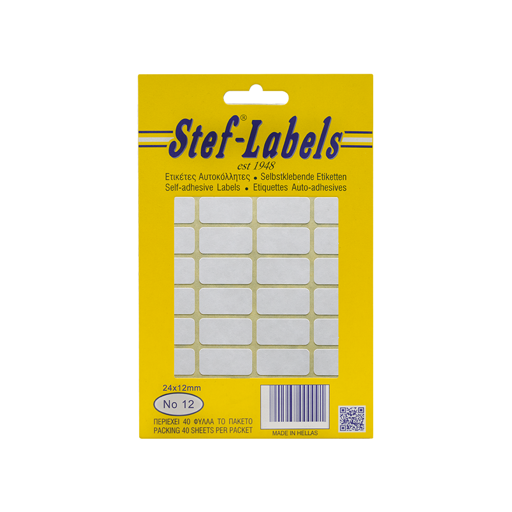 STEF ΕΤΙΚΕΤΕΣ ΑΥΤΟΚΟΛΛΗΤΕΣ 24x12mm 44/ΦΥΛΛΟ ΛΕΥΚΕΣ 40 ΦΥΛΛΑ