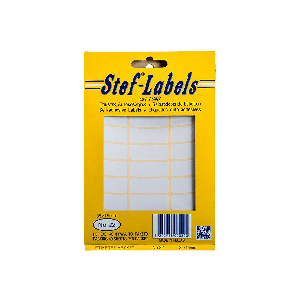 STEF ΕΤΙΚΕΤΕΣ ΑΥΤΟΚΟΛΛΗΤΕΣ 35x15mm 24/ΦΥΛΛΟ ΛΕΥΚΕΣ 40 ΦΥΛΛΑ
