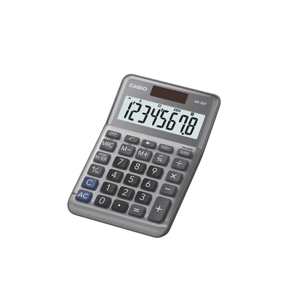 CASIO ΑΡΙΘΜΟΜΗΧΑΝΗΝΗ 8 ΨΗΦΙΩΝ ΜΠΑΤΑΡΙΑΣ/ΗΛΙΑΚΗ ΑΠΟΦΟΡΟΛΟΓΗΣΗΣ 14.5x10.3cm MS-80F