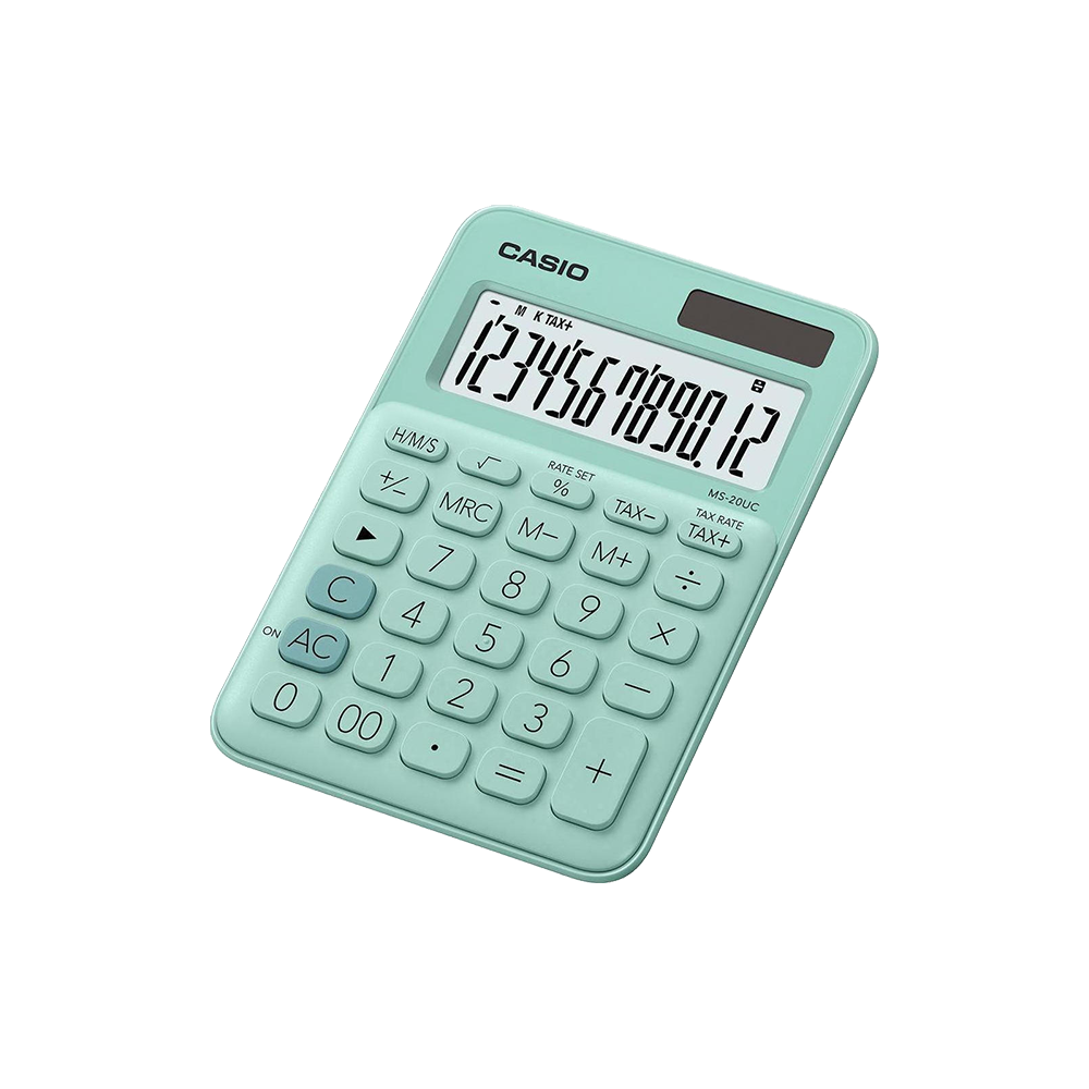 CASIO ΑΡΙΘΜΟΜΗΧΑΝΗ ΑΠΟΦΟΡΟΛΟΓΗΣΗΣ 12 ΨΗΦΙΩΝ 14.95x10.5cm MS-20UC-GN ΠΡΑΣΙΝΗ