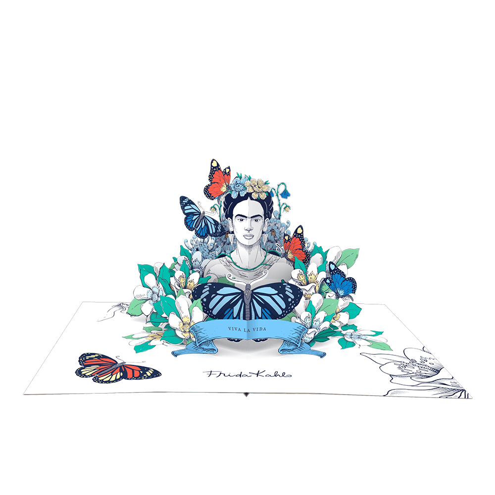 ORIGAMO ΚΑΡΤΑ ΕΥΧΕΤΗΡΙΑ ΑΝΑΔΥΟΜΕΝΗ ΠΕΤΑΛΟΥΔΕΣ FRIDA KAHLO 18.5x14cm KIRIGAMI