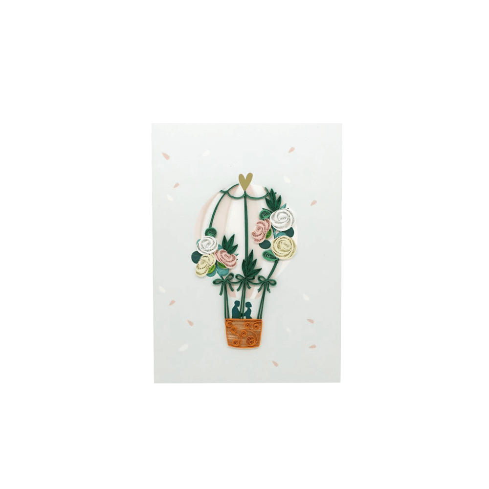 ORIGAMO ΚΑΡΤΑ ΕΥΧΕΤΗΡΙΑ QUILLING ΓΑΜΗΛΙΟ ΑΕΡΟΣΤΑΤΟ 18.5x14cm FILIGRANA