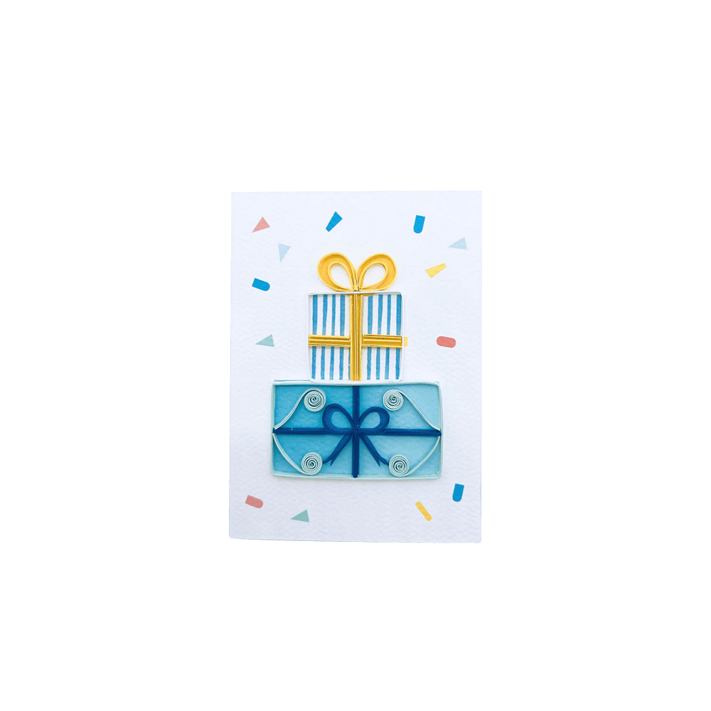 ORIGAMO ΚΑΡΤΑ ΕΥΧΕΤΗΡΙΑ MINI QUILLING ΜΠΛΕ ΔΩΡΑ 10x7.8cm FILIGRANA