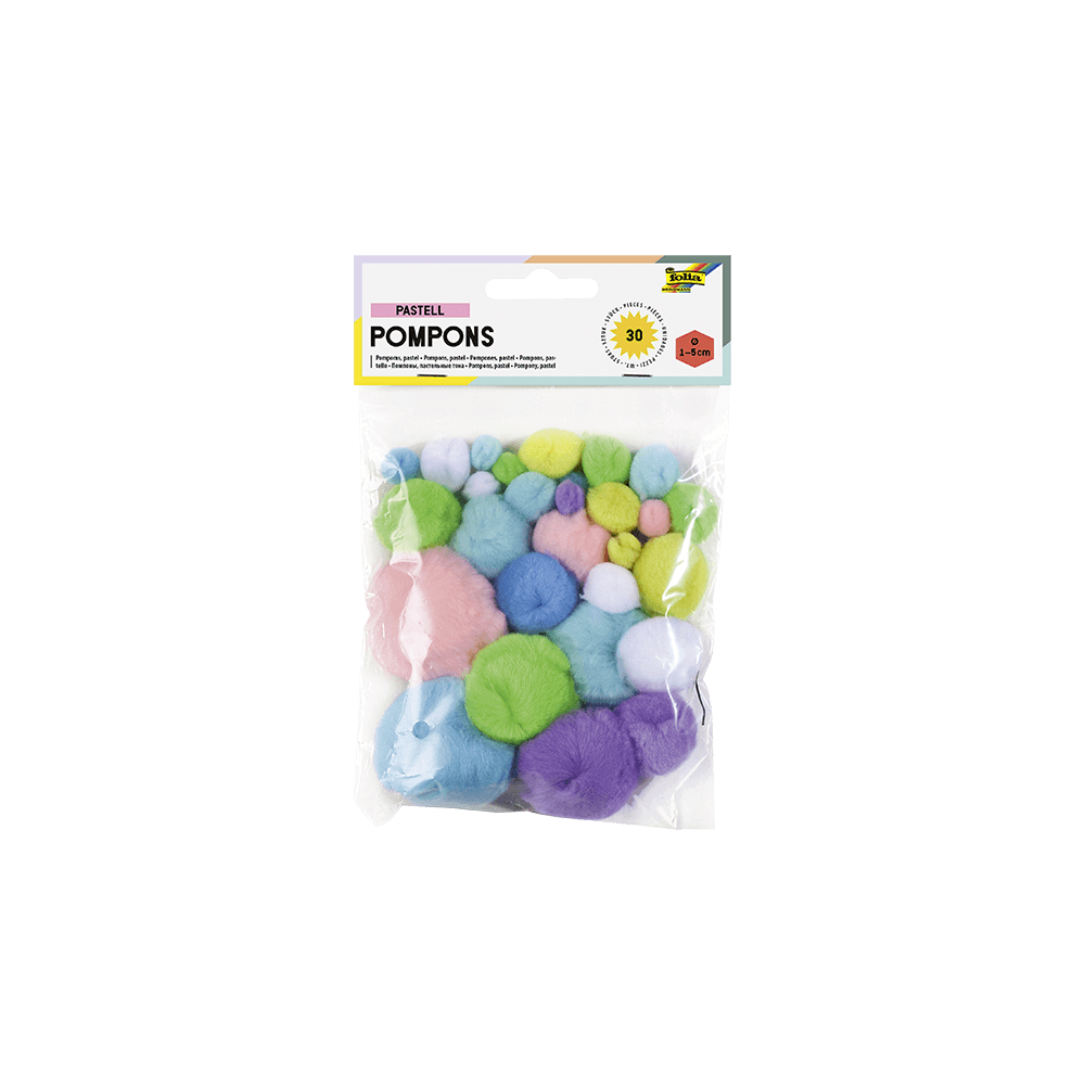 FOLIA ΠΟΜ ΠΟΜ ΣΕΤ 30 ΤΕΜΑΧΙΑ 1-4cm PASTEL