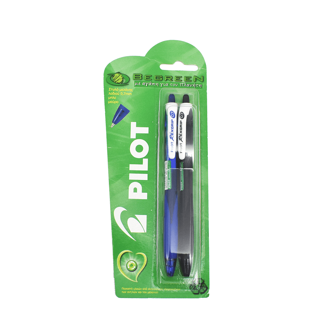 PILOT ΣΤΥΛΟ REXGRIP 0.7mm FINE ΜΠΛΕ/ΜΑΥΡΟ BLISTER 2 ΤΕΜΑΧΙΑ