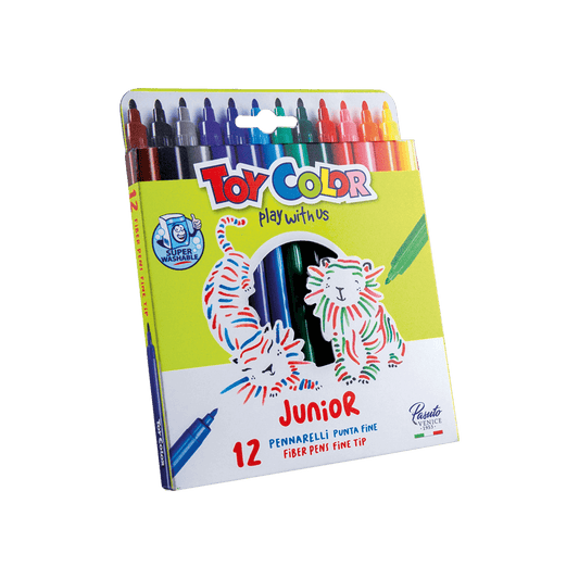 TOY COLOR ΜΑΡΚΑΔΟΡΟΣ JUNIOR SUPERWASH ΧΑΡΤΙΝΟ BLISTER 12 ΧΡΩΜΑΤΑ Φ2.8mm PRIMARY ΑΣΣΟΡΤΙ