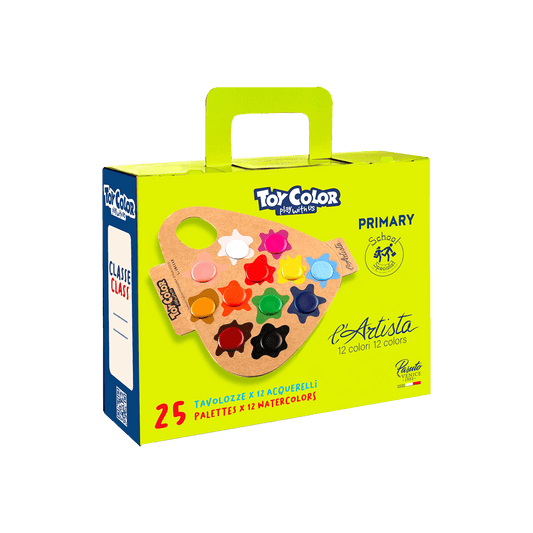 TOY COLOR ΝΕΡΟΧΡΩΜΑΤΑ ΣΧΟΛΙΚΟ ΧΑΡΤΙΝΟ ΒΑΛΙΤΣΑΚΙ 12 ΧΡΩΜΑΤΑ 25 ΤΕΜΑΧΙΑ PRIMARY ΑΣΣΟΡΤΙ
