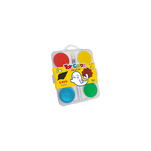 TOY COLOR ΝΕΡΟΧΡΩΜΑΤΑ ΜΕ ΠΙΝΕΛΟ 3+ ΠΛΑΣΤΙΚΟ BLISTER 6 ΧΡΩΜΑΤΑ Φ55mm CLASSIC