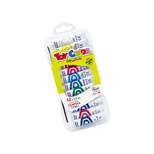 TOY COLOR ΤΕΜΠΕΡΑ SUPERWASHABLE ΠΛΑΣΤΙΚΟ BLISTER 12 ΧΡΩΜΑΤΑ 7.5ml PRIMARY ΑΣΣΟΡΤΙ