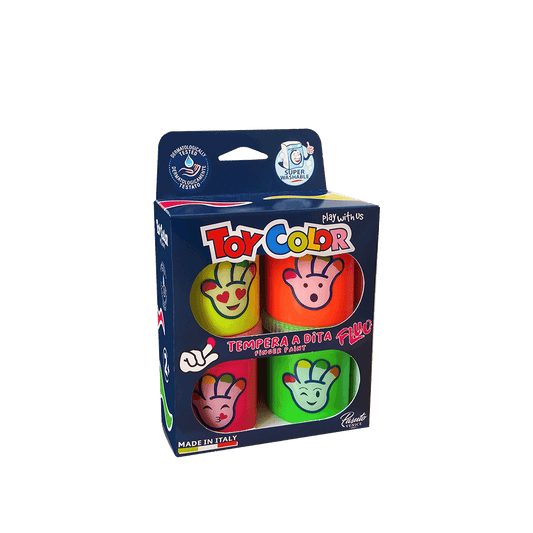 TOY COLOR ΔΑΚΤΥΛΟΜΠΟΓΙA SUPER WASHABLE 2+ ΧΑΡΤΙΝΟ BLISTER 4 ΧΡΩΜΑΤΑ 80ml KIDS NEON