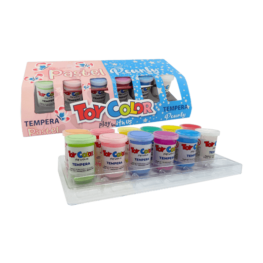TOY COLOR ΤΕΜΠΕΡΑ SUPERWASH 12 ΧΡΩΜΑΤΑx25ml PRIMARY PEARLY/PASTEL