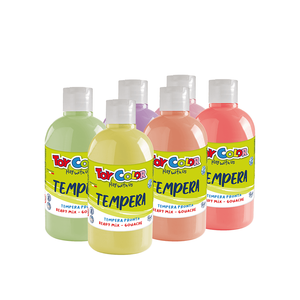 TOY COLOR ΤΕΜΠΕΡΑ SUPER WASHABLE ΧΑΡΤΙΝΟ ΚΟΥΤΙ 6 ΧΡΩΜΑΤΑ 500ml PRIMARY PASTEL