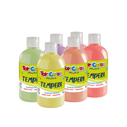 TOY COLOR ΤΕΜΠΕΡΑ SUPER WASHABLE ΧΑΡΤΙΝΟ ΚΟΥΤΙ 6 ΧΡΩΜΑΤΑ 500ml PRIMARY PASTEL