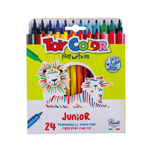 TOY COLOR ΜΑΡΚΑΔΟΡΟΣ JUNIOR SUPERWASHABLE ΧΑΡΤΙΝΟ BLISTER 24 ΧΡΩΜΑΤΑ Φ2.8mm PRIMARY ΑΣΣΟΡΤΙ 3 TΕΜΑΧΙ