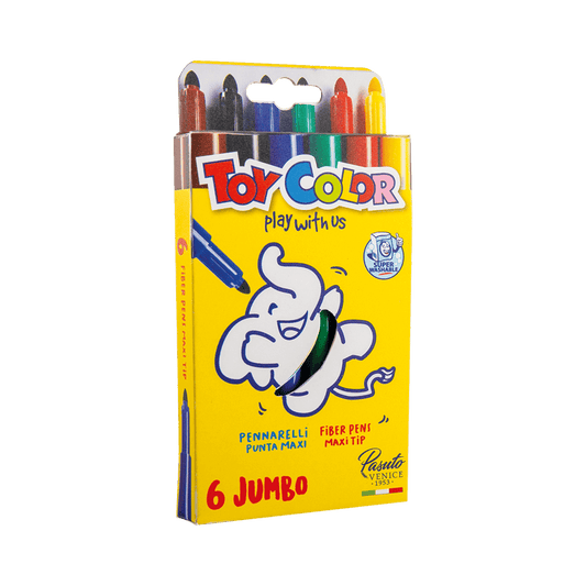 TOY COLOR ΜΑΡΚΑΔΟΡΟΣ JUMBO SUPERWASHABLE ΧΑΡΤΙΝΟ BLISTER 6 ΧΡΩΜΑΤΑ Φ5mm KIDS ΑΣΣΟΡΤΙ 12 TΕΜΑΧΙΑ