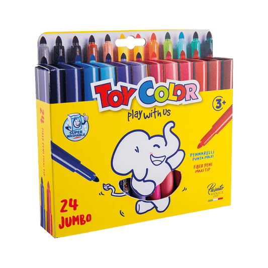TOY COLOR ΜΑΡΚΑΔΟΡΟΣ JUMBO SUPERWASHABLE ΧΑΡΤΙΝΟ BLISTER 24 ΧΡΩΜΑΤΑ Φ5mm KIDS ΑΣΣΟΡΤΙ 3 TΕΜΑΧΙΑ