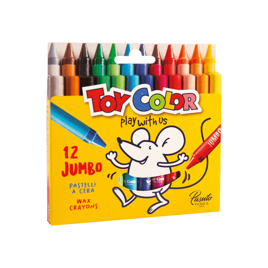 TOY COLOR ΚΡΑΙΓΙΟΝ ΚΕΡΙΝΟ JUMBO ΧΑΡΤΙΝΟ BLISTER 12 ΧΡΩΜΑΤΑ Φ11mm KIDS ΑΣΣΟΡΤΙ
