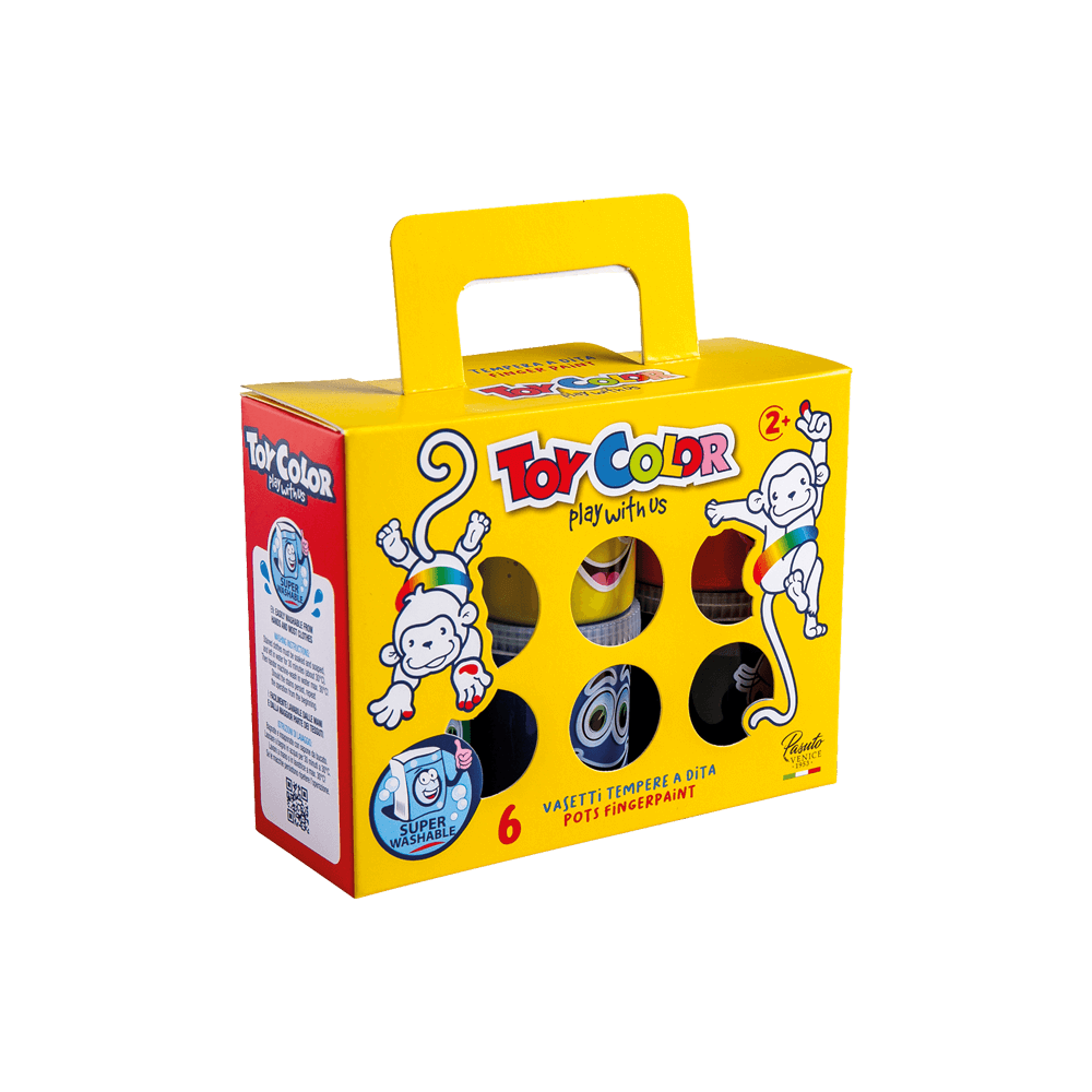 TOY COLOR ΔΑΚΤΥΛΟΜΠΟΓΙA SUPERWASHABLE 2+ ΧΑΡΤΙΝΟ ΒΑΛΙΤΣΑΚΙ 6 ΧΡΩΜΑΤΑ 80ml KIDS ΑΣΣΟΡΤΙ