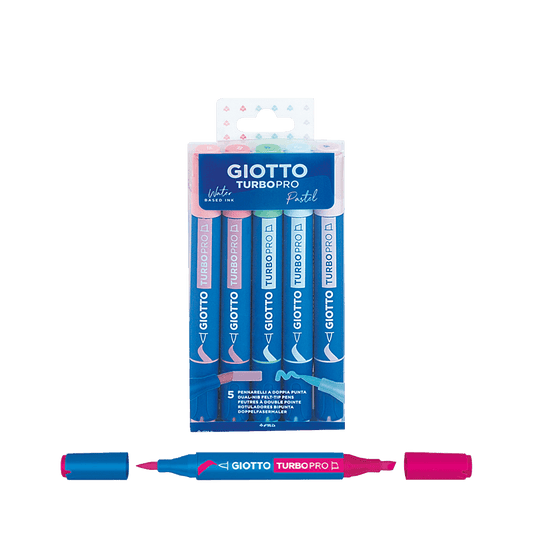 GIOTTO ΜΑΡΚΑΔΟΡΟΣ ΔΙΠΛΗ ΜΥΤΗ BLISTER 5 ΧΡΩΜΑΤΑ TURBO PRO ΠΑΣΤΕΛ ΑΣΣΟΡΤΙ