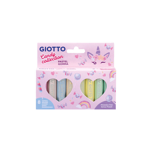 GIOTTO ΓΟΜΑ 6.5x1.5cm BLISTER 8 ΤΕΜΑΧΙΑ CANDY ΠΑΣΤΕΛ ΑΣΣΟΡΤΙ