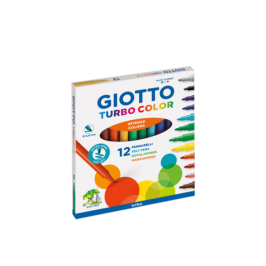GIOTTO ΜΑΡΚΑΔΟΡΟΙ ΛΕΠΤΟΙ ΧΑΡΤΙΝΟ ΚΟΥΤΙ TURBO COLOR 3+ 12 ΧΡΩΜΑΤΑ