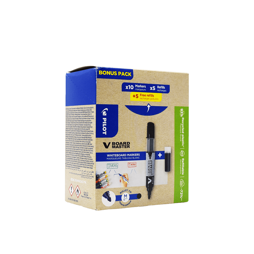 PILOT ΜΑΡΚΑΔΟΡΟΣ ΠΙΝΑΚΟΣ BEGREEN V-BOARD MEDIUM PROMO 10 ΤΕΜΑΧΙΑ & ΑΝΤΑΛΛΑΚΤΙΚΟ 10 ΤΕΜΑΧΙΑ ΜΑΥΡΟ