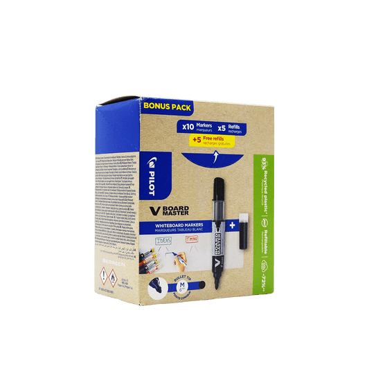 PILOT ΜΑΡΚΑΔΟΡΟΣ ΠΙΝΑΚΟΣ BEGREEN V-BOARD MEDIUM PROMO 10 ΤΕΜΑΧΙΑ & ΑΝΤΑΛΛΑΚΤΙΚΟ 10 ΤΕΜΑΧΙΑ ΜΑΥΡΟ