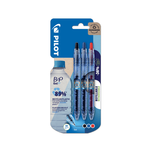 PILOT ΣΤΥΛΟ BEGREEN B2P GEL 0.7 3Τ ΜΑΥΡΟ/ΚΟΚKINO/ΜΠΛΕ