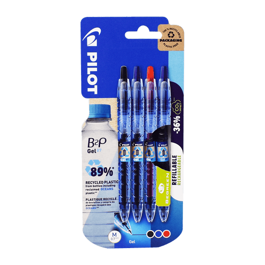 PILOT ΣΤΥΛΟ BEGREEN B2P GEL 0.7 4Τ ΜΑΥΡΟ/ΚΟΚKΙΝΟ/ΜΠΛΕ & ΜΠΛΕ ΔΩΡΟ