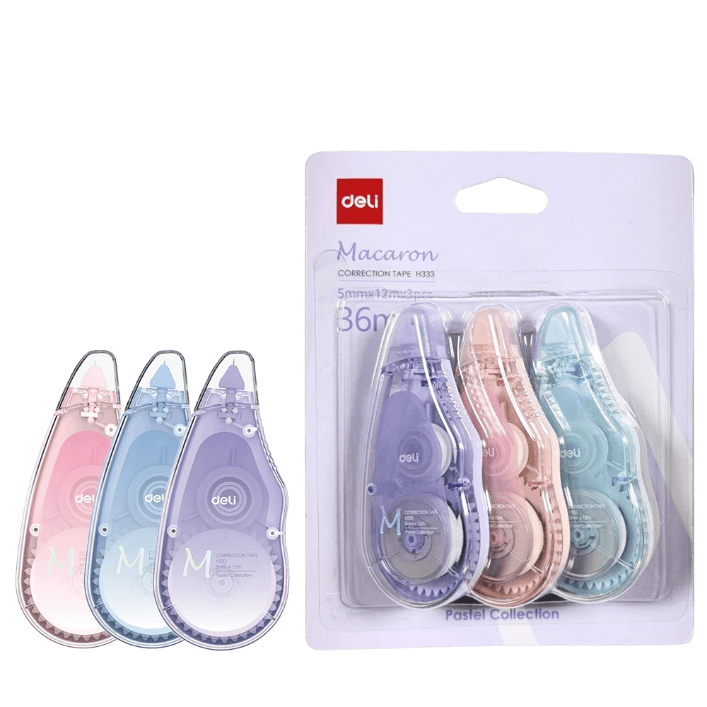 DELI ΔΙΟΡΘΩΤΙΚΗ ΤΑΙΝΙΑ 3 ΤΕΜΑΧΙΑ 5mmx12m MACARON ΑΣΣΟΡΤΙ 12 ΤΕΜΑΧΙΑ