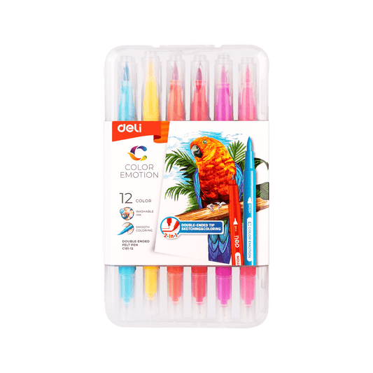 DELI ΜΑΡΚΑΔΟΡΟΣ WASHABLE ΜΥΤH & ΠΙΝΕΛΟ 12 ΧΡΩΜΑΤΑ COLOR EMOTION 12 ΤΕΜΑΧΙΑ