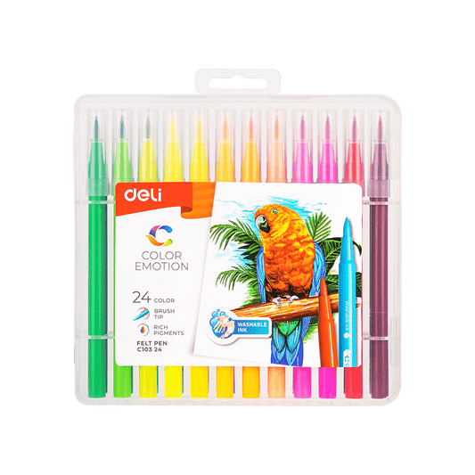 DELI ΜΑΡΚΑΔΟΡΟΣ WASHABLE ΠΙΝΕΛΟ 24 ΧΡΩΜΑΤΑ 1.0-8.0 mm COLOR EMOTION