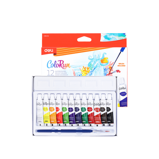 DELI ΧΡΩΜΑ ΑΚΟΥΑΡΕΛΑΣ 12x5ml & 1 ΠΙΝΕΛΟ COLORUN