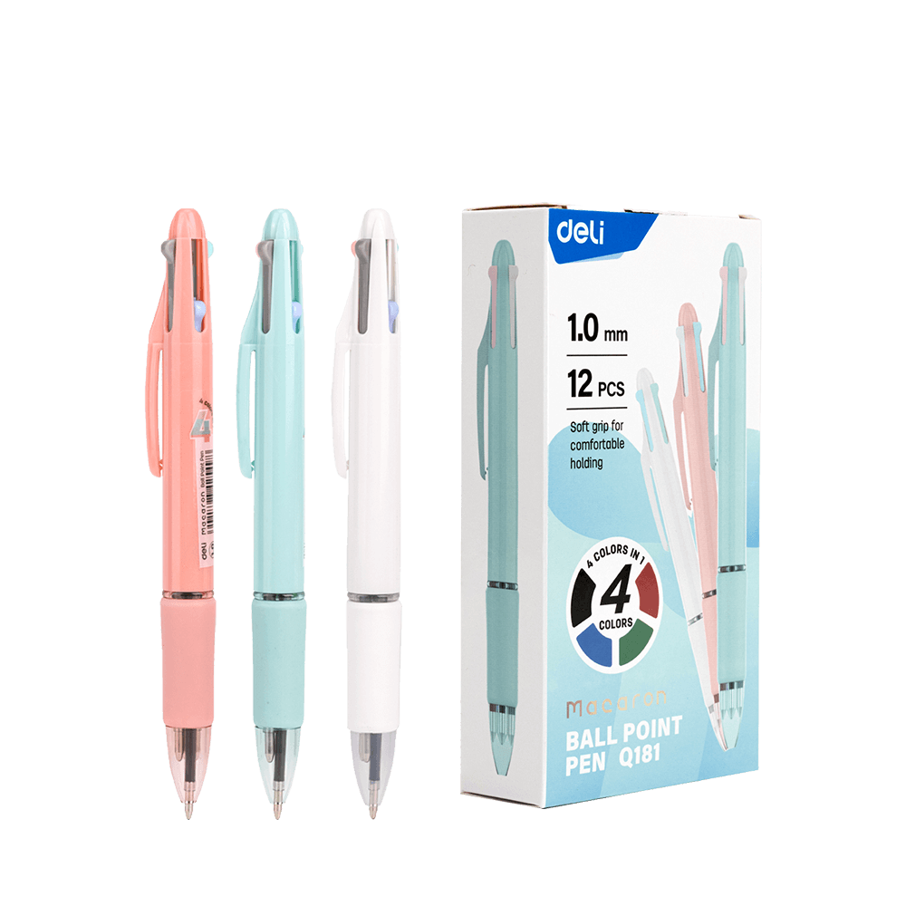 DELI ΣΤΥΛΟ BALLPOINT ΤΕΤΡΑΧΡΩΜΟ 1.0mm MACARON ΑΣΣΟΡΤΙ 12 ΤΕΜΑΧΙΑ